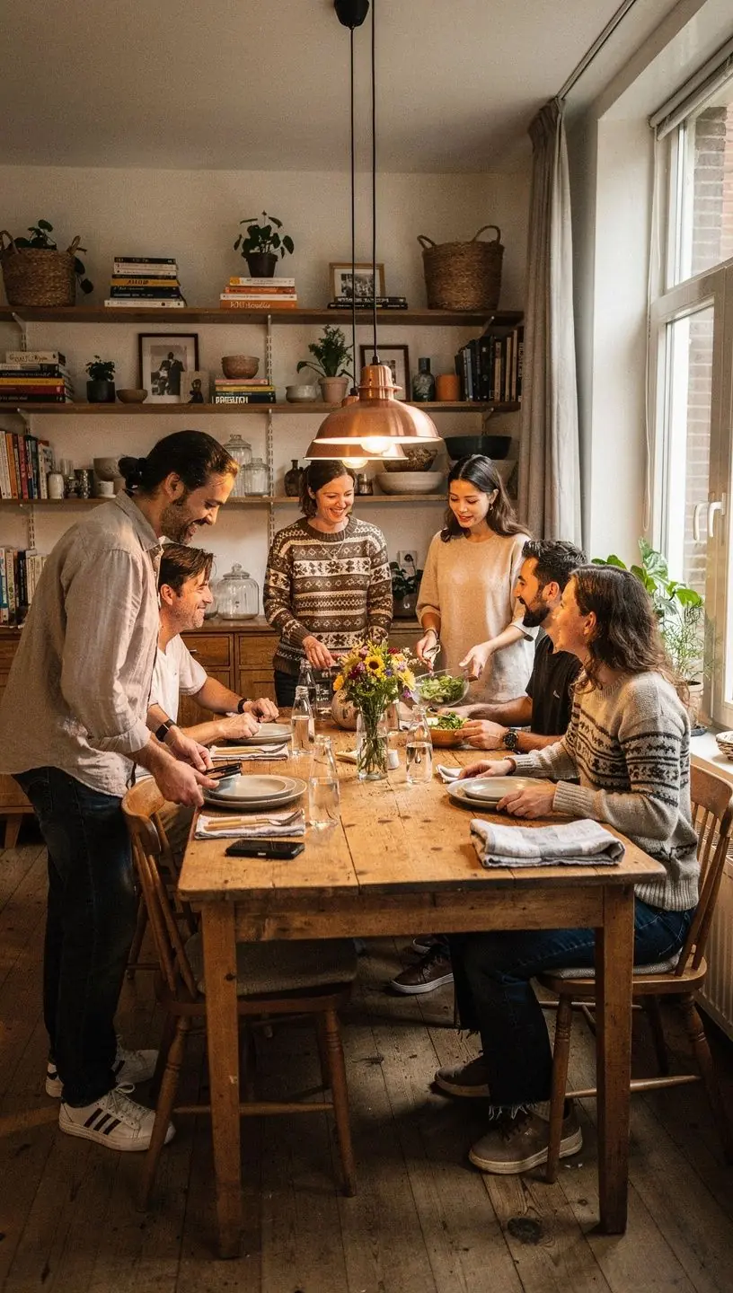 Een moderne keuken met compacte opbergoplossingen en strategisch geplaatste verlichting.