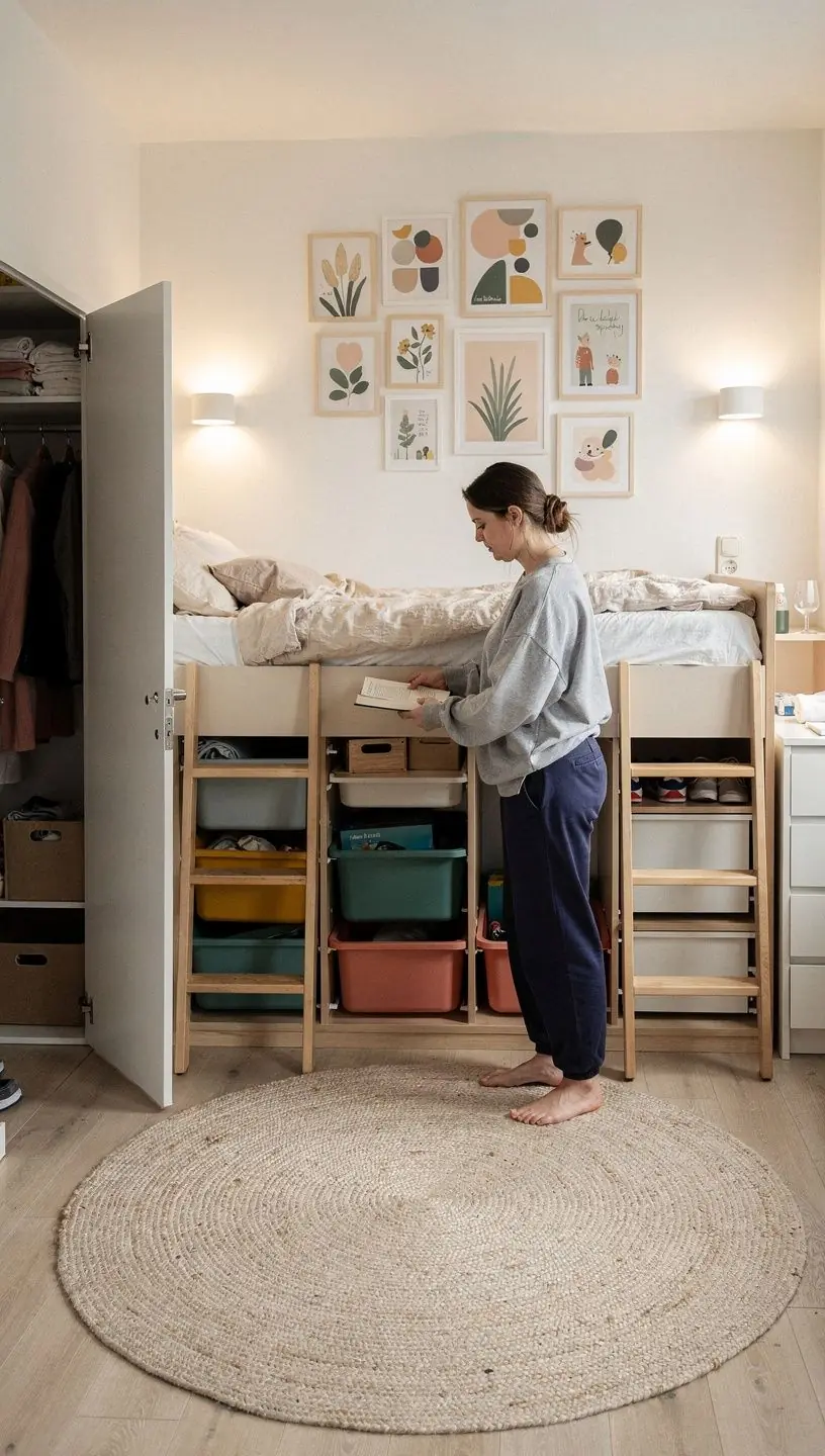 Een stijlvolle eetruimte met ruimtebesparende meubels en natuurlijke lichtinval.